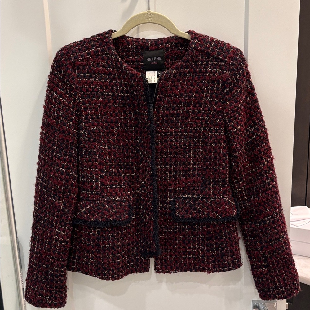 Helene Berman Rich Burgundy Tweed Blazer